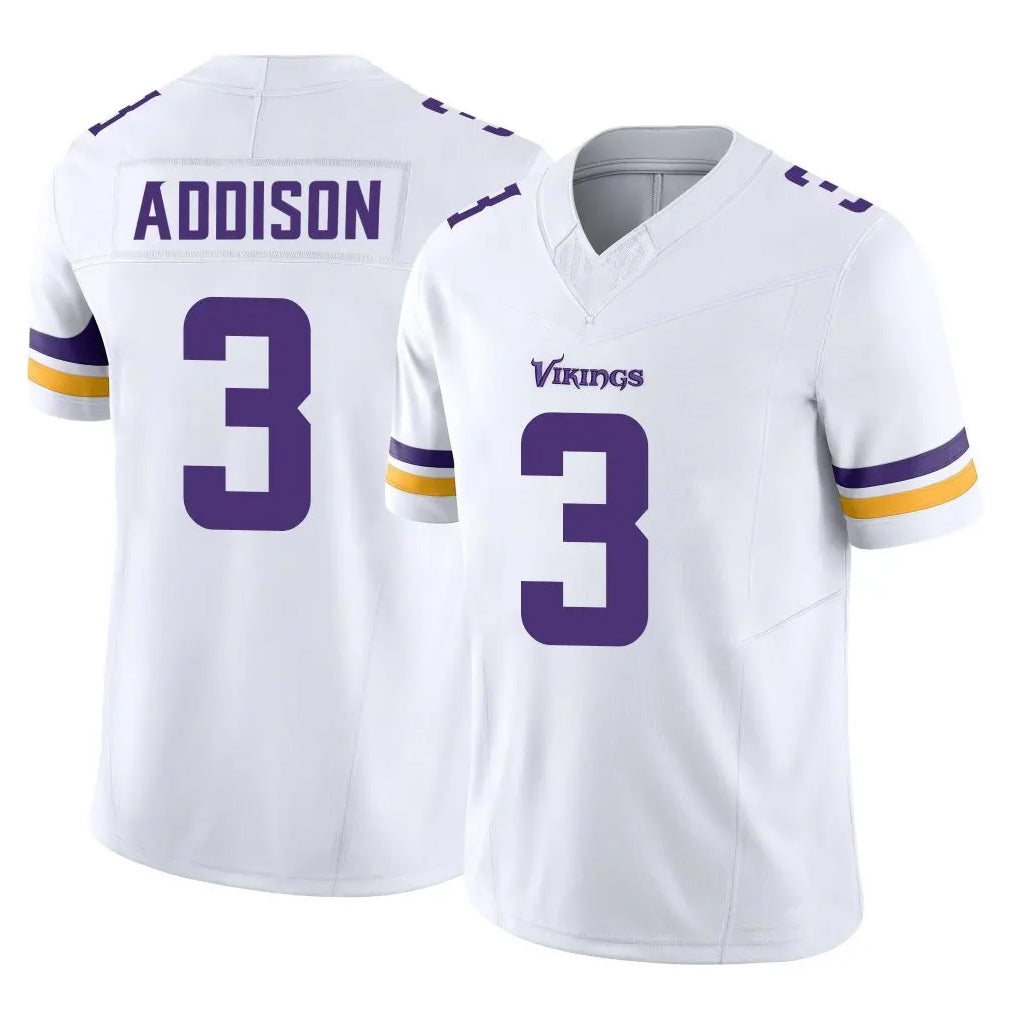 M.Vikings #3 Jordan Addison Player White Limited Vapor F.U.S.E. Home Game Odoa Stitched Jerseys