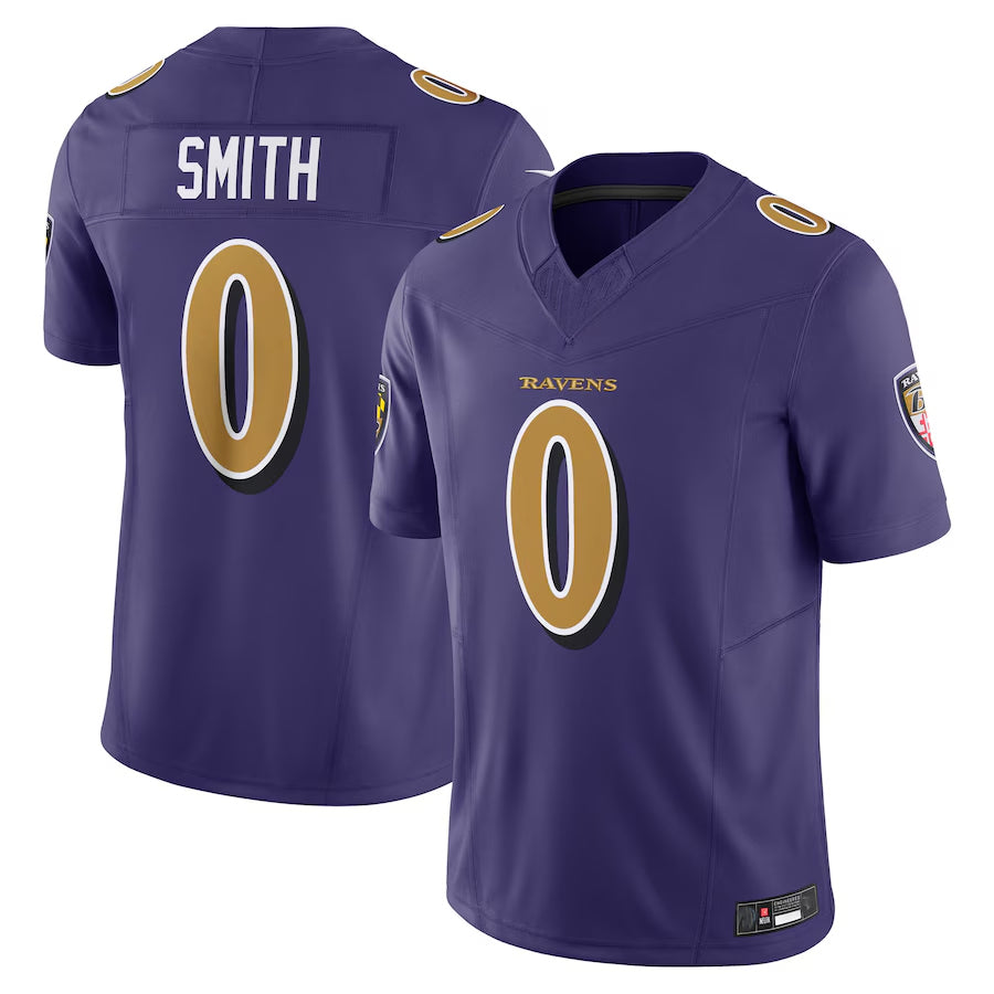 B.Ravens #0 Roquan Smith Player Purple Vapor F.U.S.E. Limited Odoa Stitched Jerseys