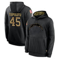 LA.Chargers #45 Tuli Tuipulotu Player Black Salute to Service Hoodies Limited Game Odoa Stitched Jerseys