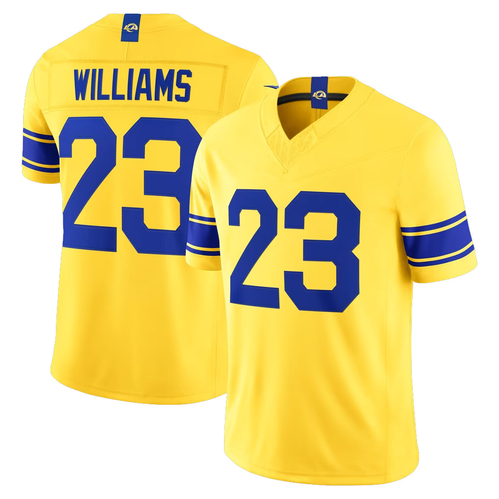 LA.Rams #23 Kyren Williams Player Gold Classic Sol Vapor F.U.S.E. Home Game Odoa Stitched Jerseys