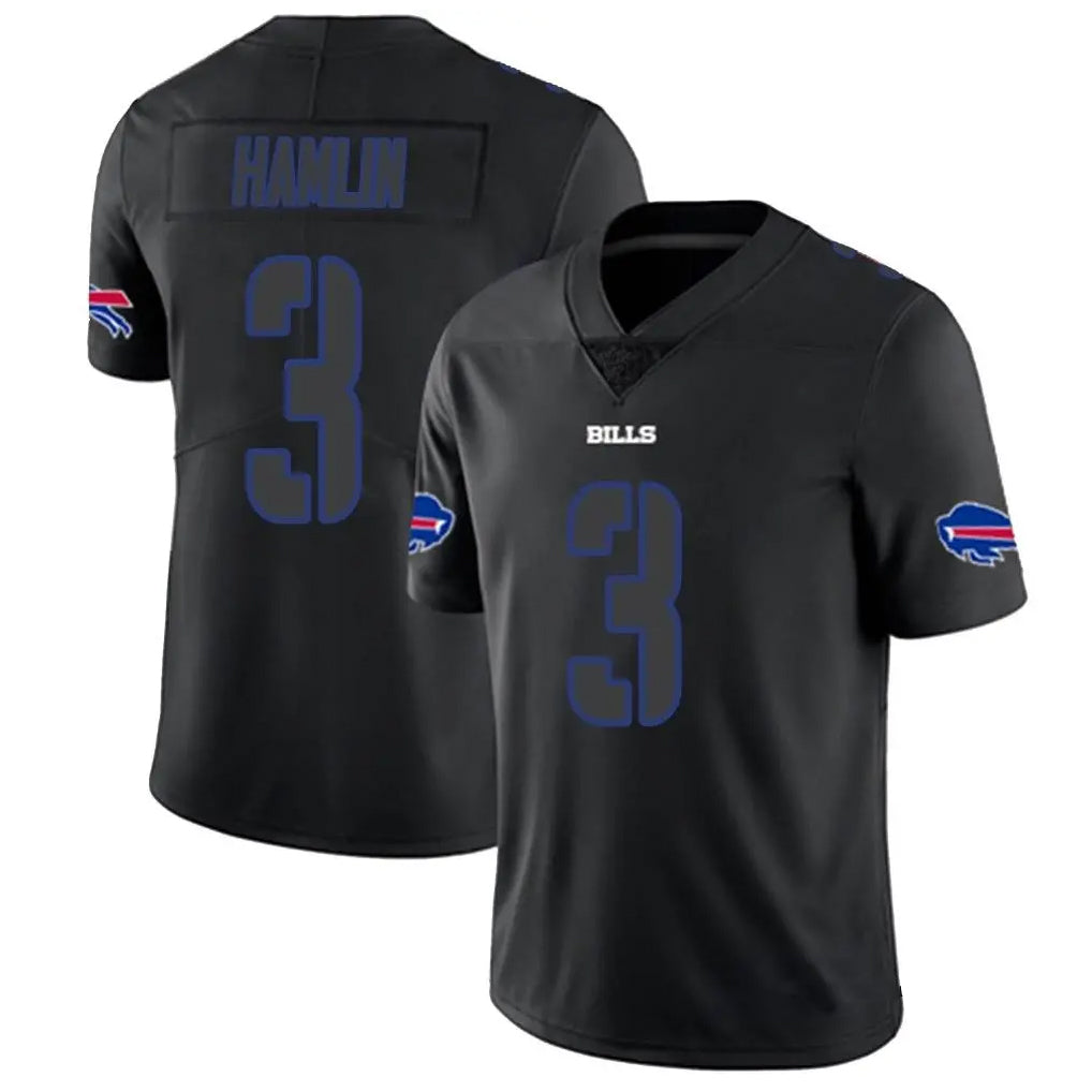 B.Bills #3 Damar Hamlin Player Black Impact Limited Odoa Stitched Jerseys