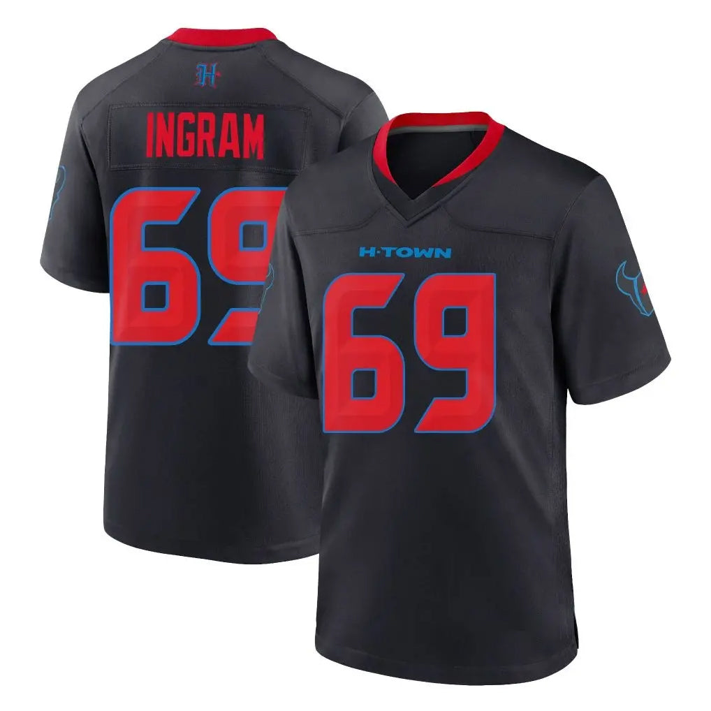 H.Texans #69 Ed Ingram Player Navy 2nd Alternate Home Game Odoa Stitched Jerseys