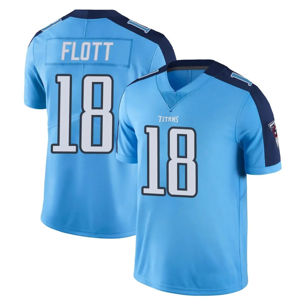 T.Titans #18 Cor'Dale Flott Player Light Blue Limited Color Rush Home Game Odoa Stitched Jerseys