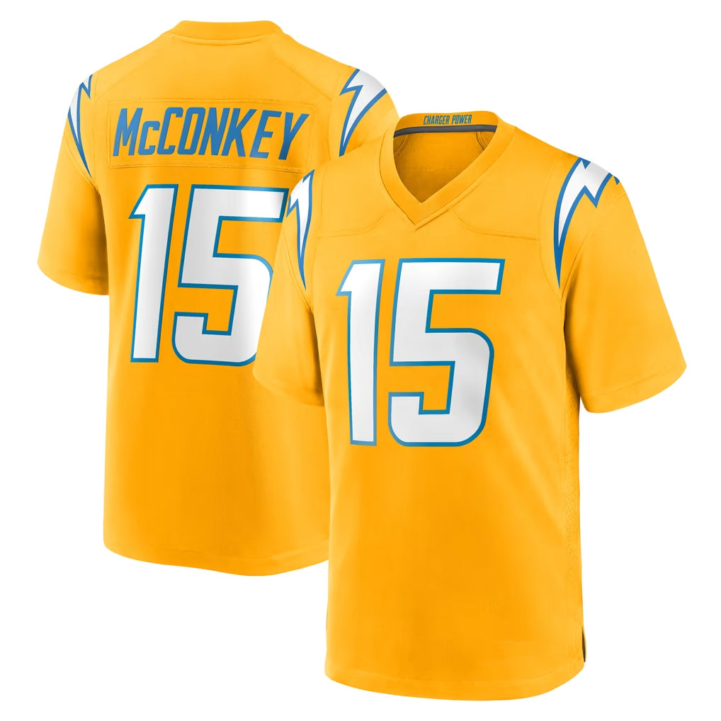 LA.Chargers #15 Ladd McConkey Player Gold Home Game Odoa Stitched Jerseys
