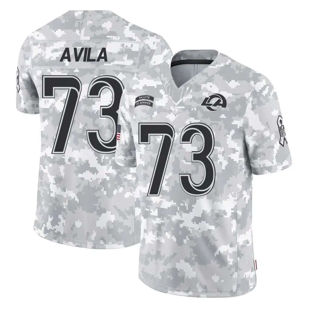 LA.Rams #73 Steve Avila Player Arctic Camo Salute To Service Limited Game Odoa Stitched Jerseys