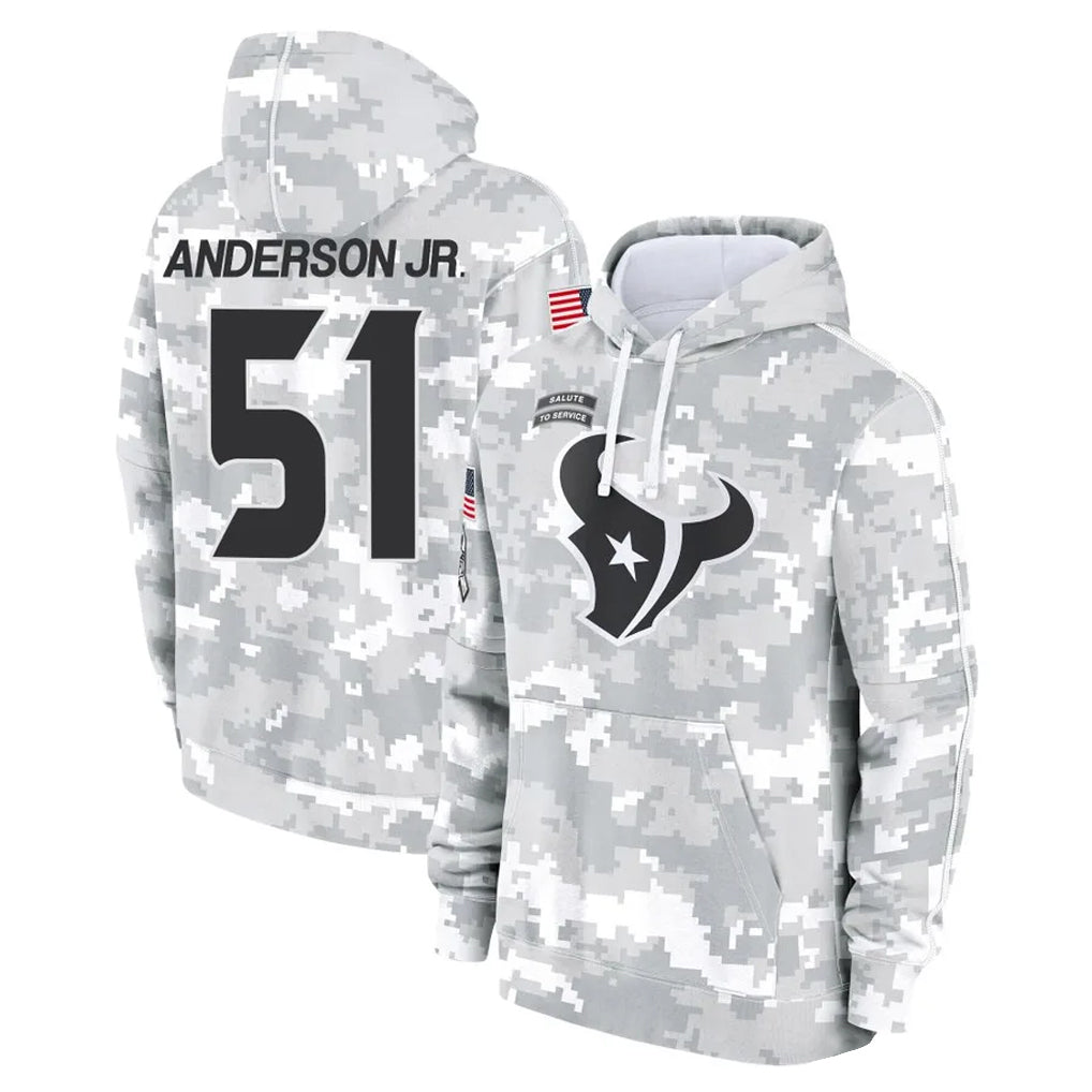 H.Texans #51 Will Anderson Jr. Player Arctic Camo Salute to Service Hoodies Limited Game Odoa Stitched Jerseys
