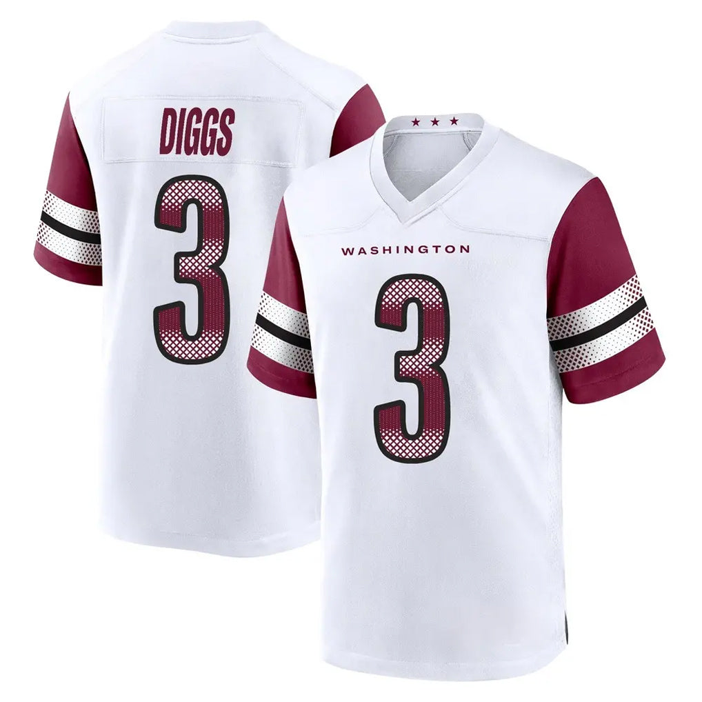 W.Commanders #3 Stefon Diggs Player White Game Home Odoa Stitched Jerseys