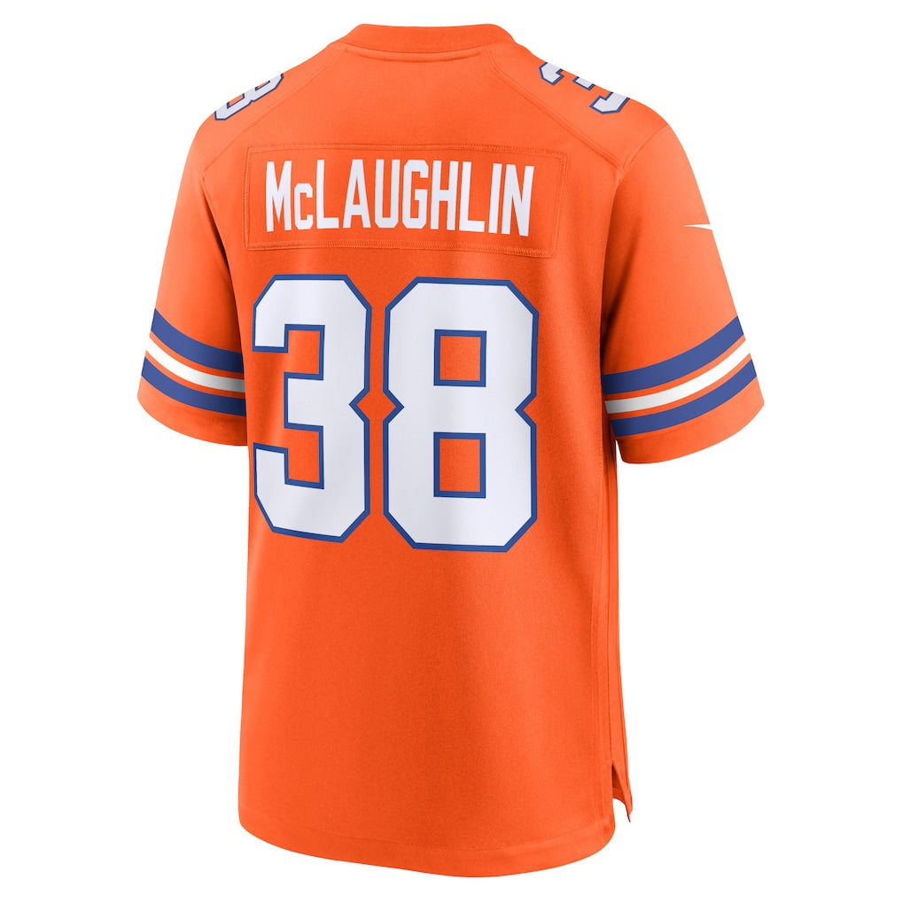 Odoa D.Broncos #38 Jaleel McLaughlin Orange Mile High Collection 1977 Throwback Player Game Jersey