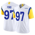 LA.Rams #97 Poona Ford Player White Limited Vapor F.U.S.E. Home Game Odoa Stitched Jerseys