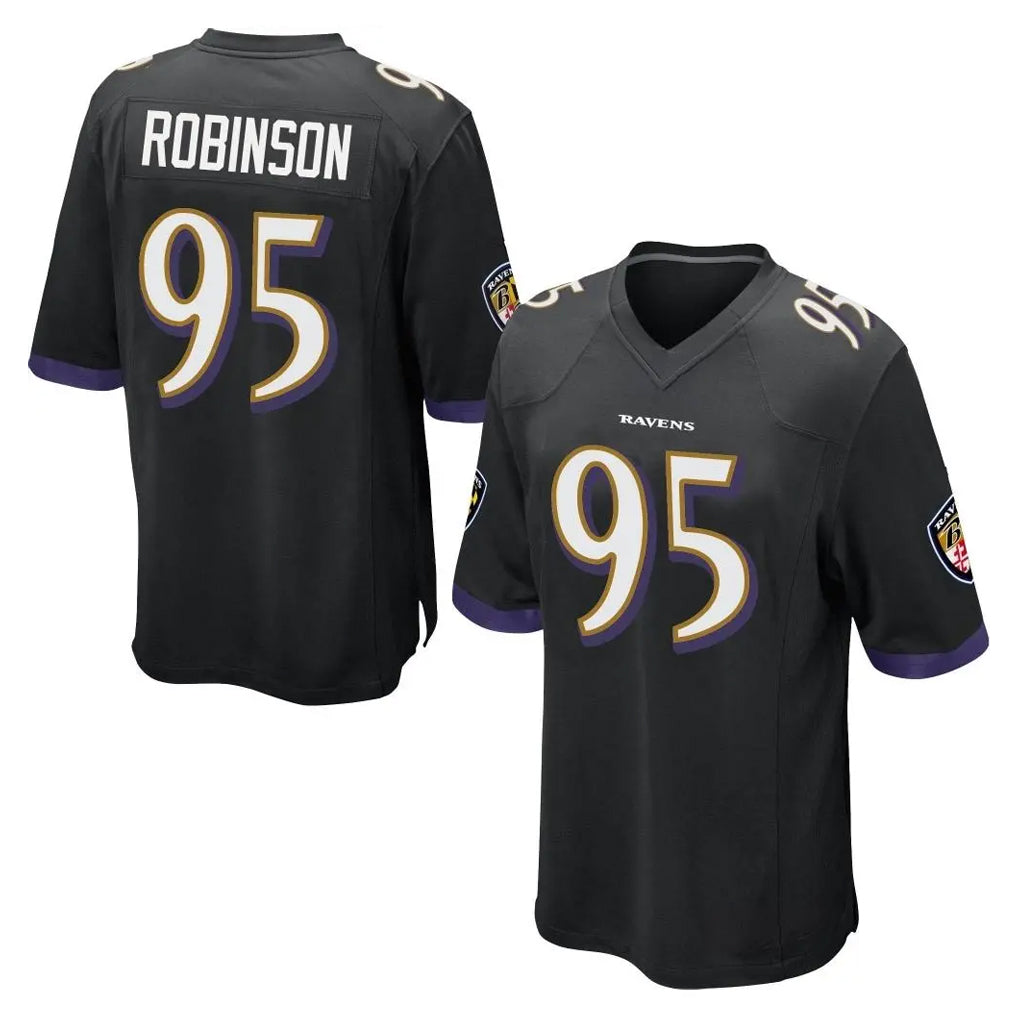B.Ravens #95 Tavius Robinson Player Black Home Game Odoa Stitched Jerseys