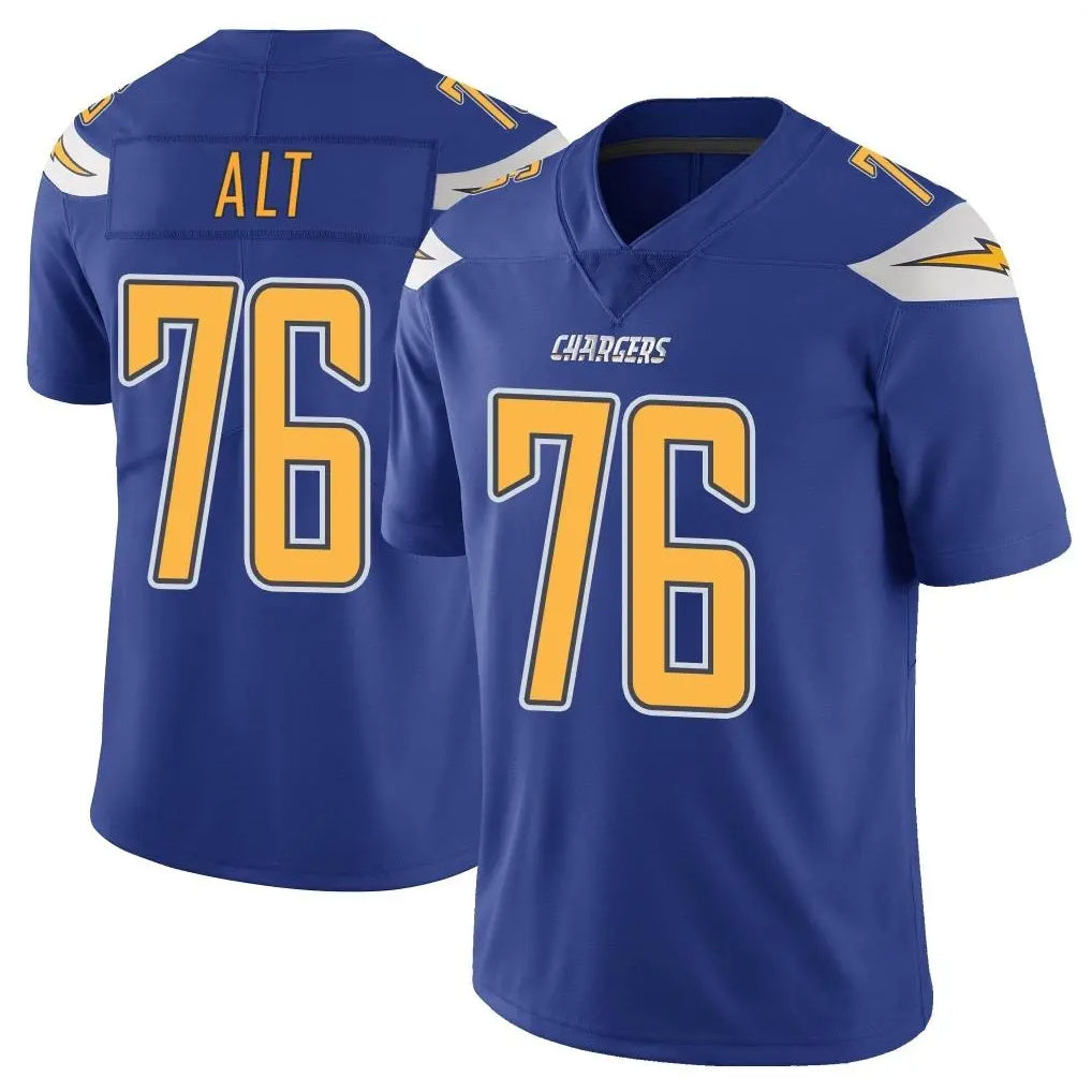 LA.Chargers #76 Joe Alt Player Royal Limited Color Rush Vapor Untouchable Home Game Odoa Stitched Jerseys