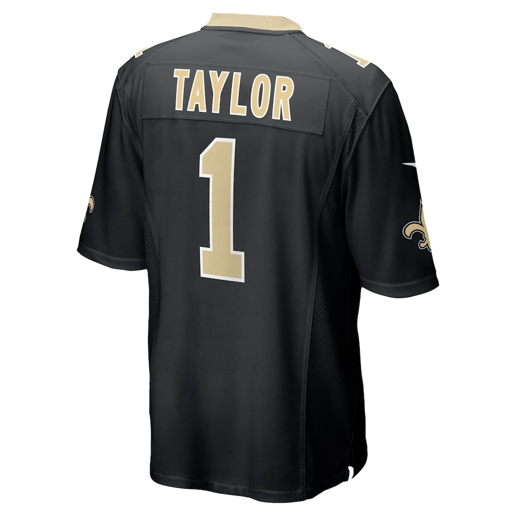 Odoa NO.Saints #1 Alontae Taylor Black Team Game Jersey