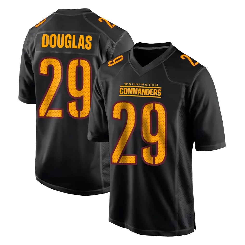 W.Commanders #29 Rasul Douglas Player Black Carbon Fashion Home Game Odoa Stitched Jerseys