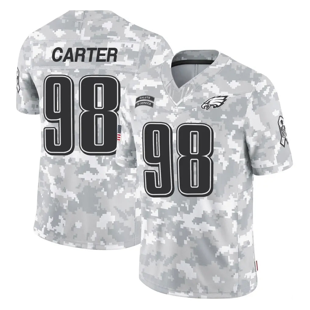 P.Eagles #98 Jalen Carter Player Arctic Camo Salute to Service Limited Game Odoa Stitched Jerseys