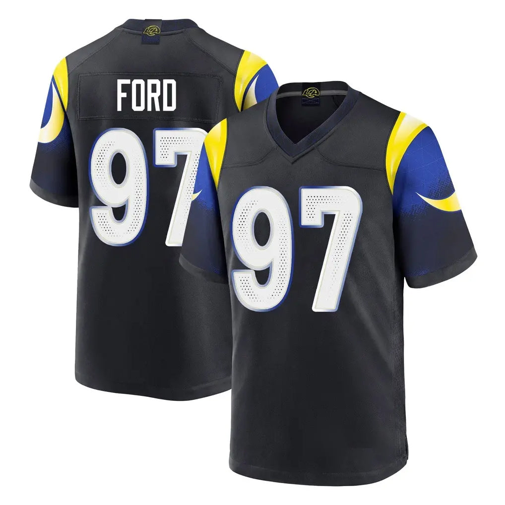 LA.Rams #97 Poona Ford Player Black Midnight Rivalries Collection Home Game Odoa Stitched Jerseys