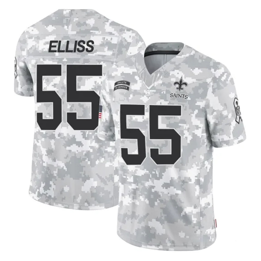 NO.Saints #55 Kaden Elliss Player Arctic Camo Salute To Service Limited Game Odoa Stitched Jerseys
