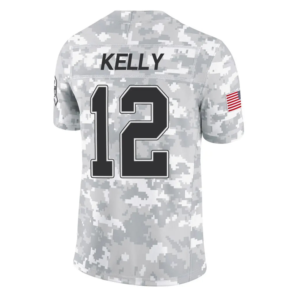 B.Bills #12 Jim Kelly Player Arctic Camo Salute to Service Limited Odoa Stitched Jerseys