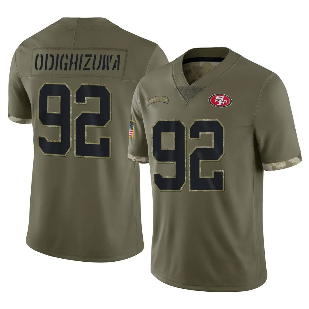 SF.49ers #92 Osa Odighizuwa Player Olive Limited Salute To Service Home Game Odoa Stitched Jerseys