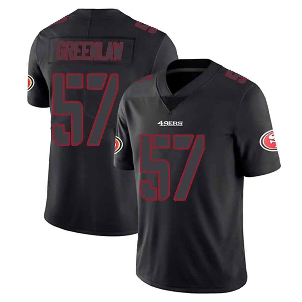 SF.49ers #57 Dre Greenlaw Player Black Impact Limited Home Game Odoa Stitched Jerseys