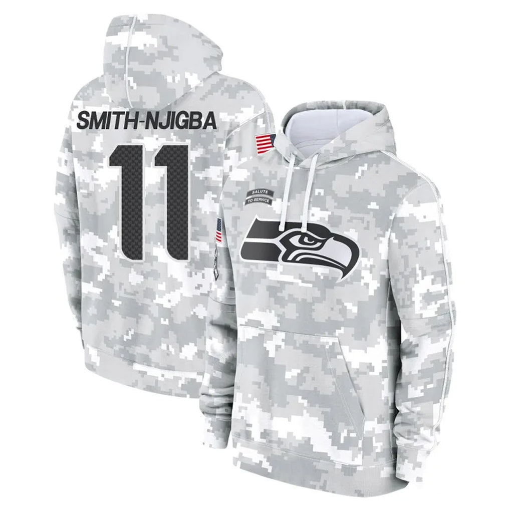 S.Seahawks #11 Jaxon Smith-Njigba Player Arctic Camo Limited Salute to Service Pullover Hoodies Game Odoa Stitched Jerseys