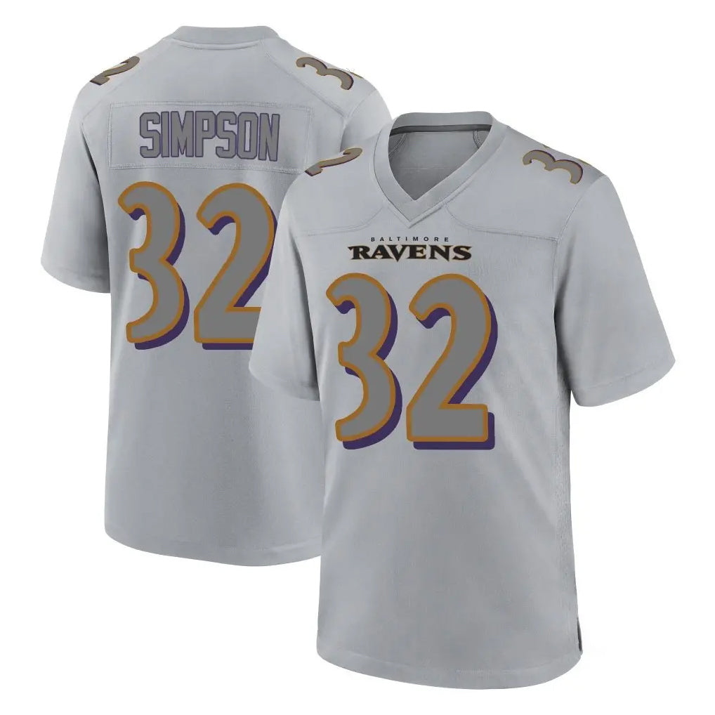 B.Ravens #32 Trenton Simpson Player Gray Color Rush Vapor Untouchable Game Odoa Stitched Jerseys