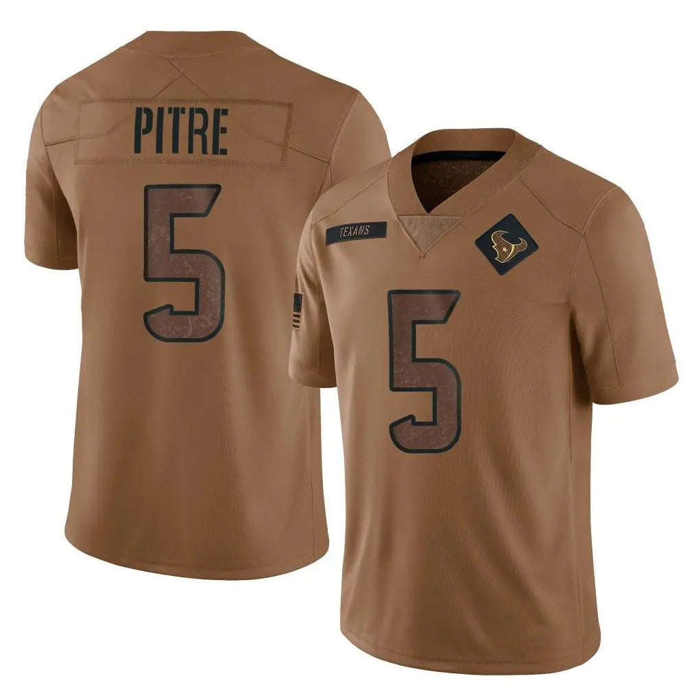 H.Texans #5 Jalen Pitre Player Brown Salute To Service Limited Stitched Jerseys