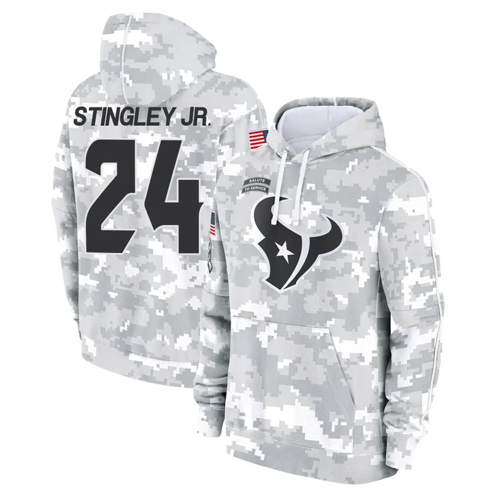 H.Texans #24 Derek Stingley Jr. Player Arctic Camo Salute to Service Hoodies Limited Game Odoa Stitched Jerseys