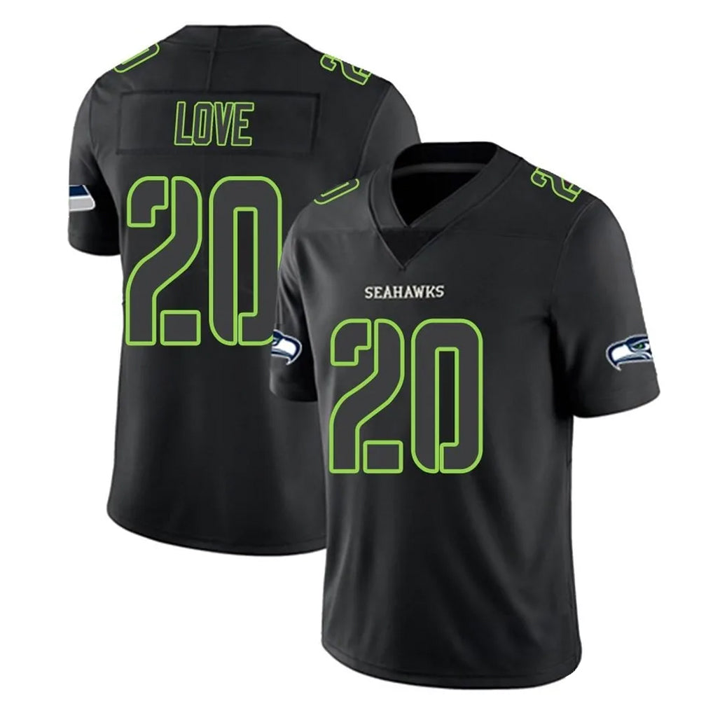 S.Seahawks #20 Julian Love Player Black Impact Limited Home Game Odoa Stitched Jerseys