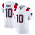 NE.Patriots #10 Drake Maye Player White Limited Vapor F.U.S.E. Home Game Odoa Stitched Jerseys