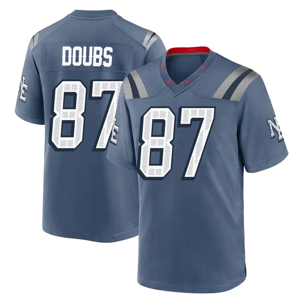 NE.Patriots #87 Romeo Doubs Player Blue Rivalries Collection Home Game Odoa Stitched Jerseys