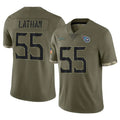 T.Titans #55 JC Latham Player Olive Limited Salute to Service Home Game Odoa Stitched Jerseys