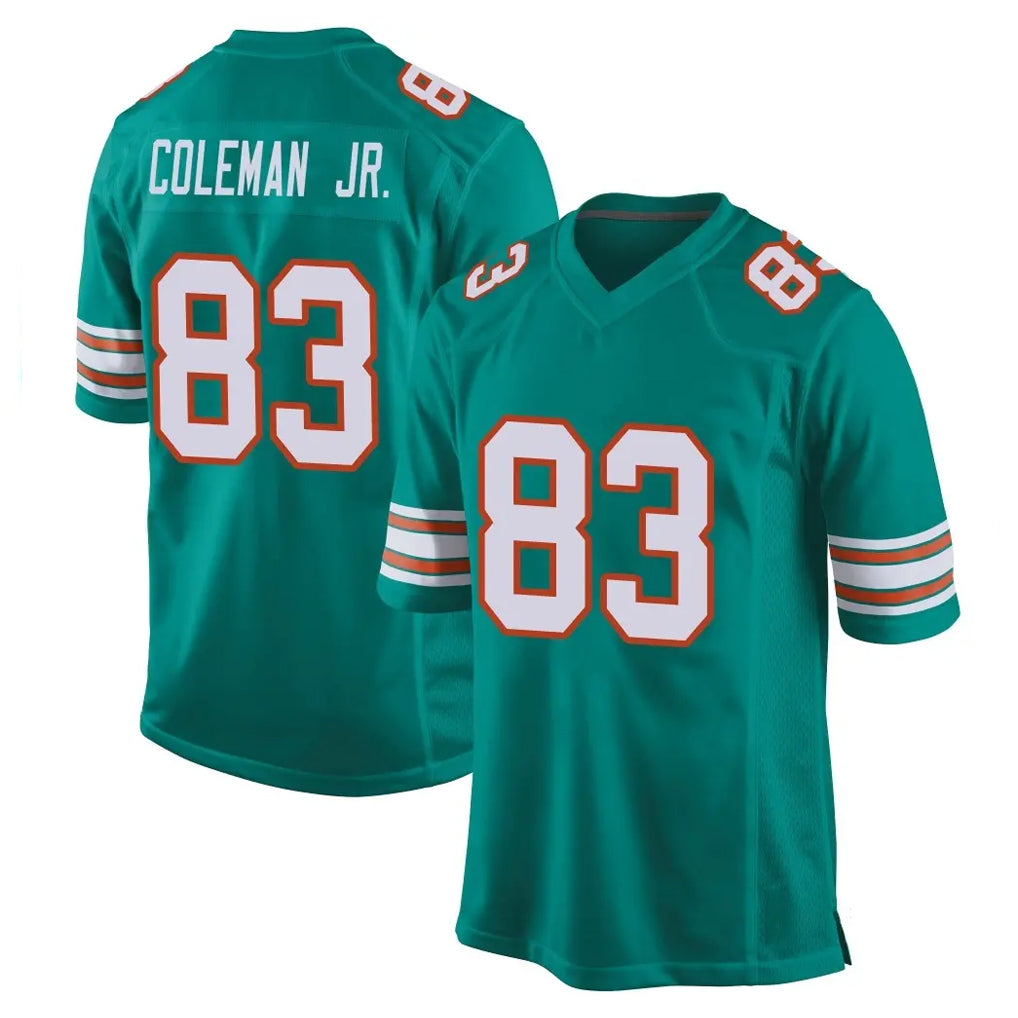 M.Dolphins #83 Kevin Coleman Jr. Player Aqua Alternate Home Game Odoa Stitched Jerseys