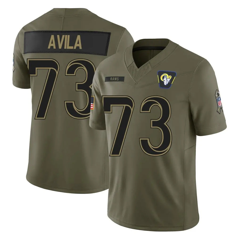 LA.Rams #73 Steve Avila Player Olive 2025 Salute To Service Limited Game Odoa Stitched Jerseys