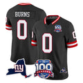 NY.Giants #0 Brian Burns Player Black 100th Season & State Patch Vapor Limited Home Game Odoa Stitched Jerseys