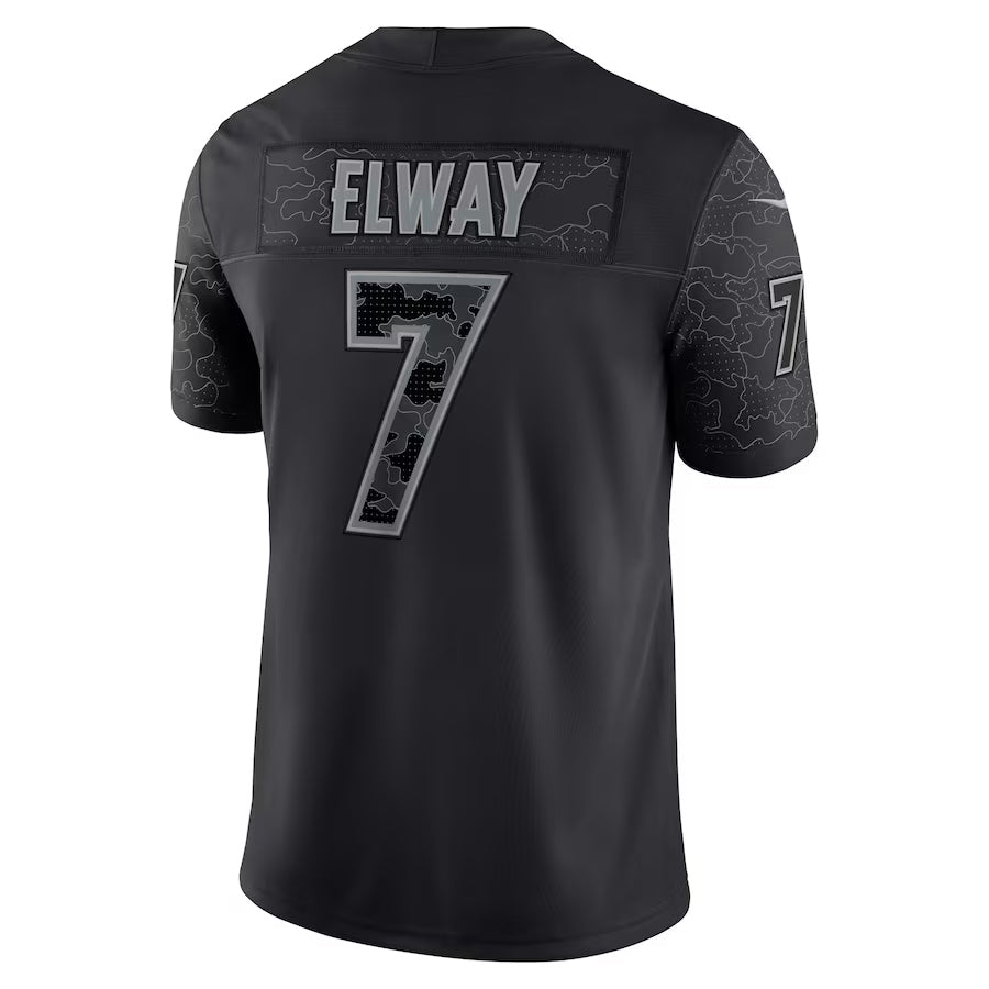 D.Broncos #7 John Elway Player Black RFLCTV Limited Odoa Stitched Jerseys
