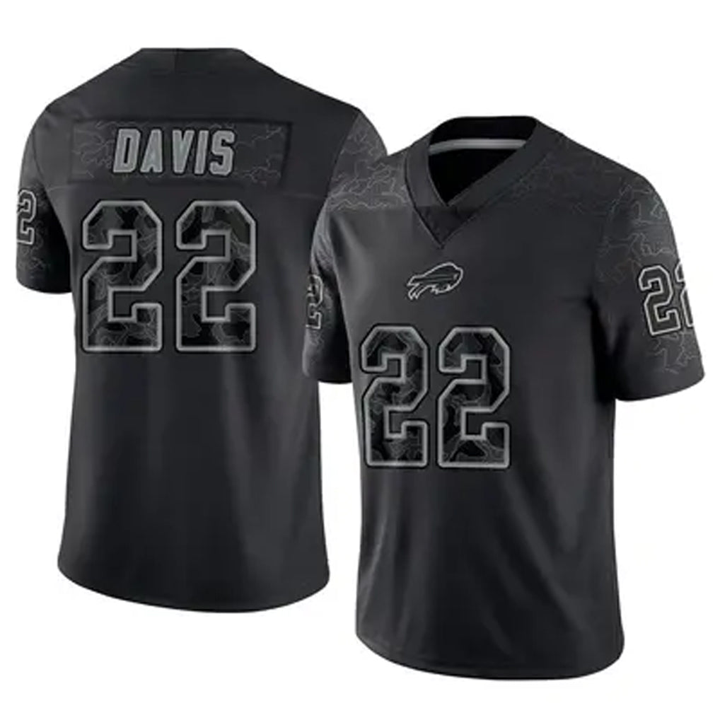 B.Bills #22 Ray Davis Player Black RFLCTV Limited Odoa Stitched Jerseys