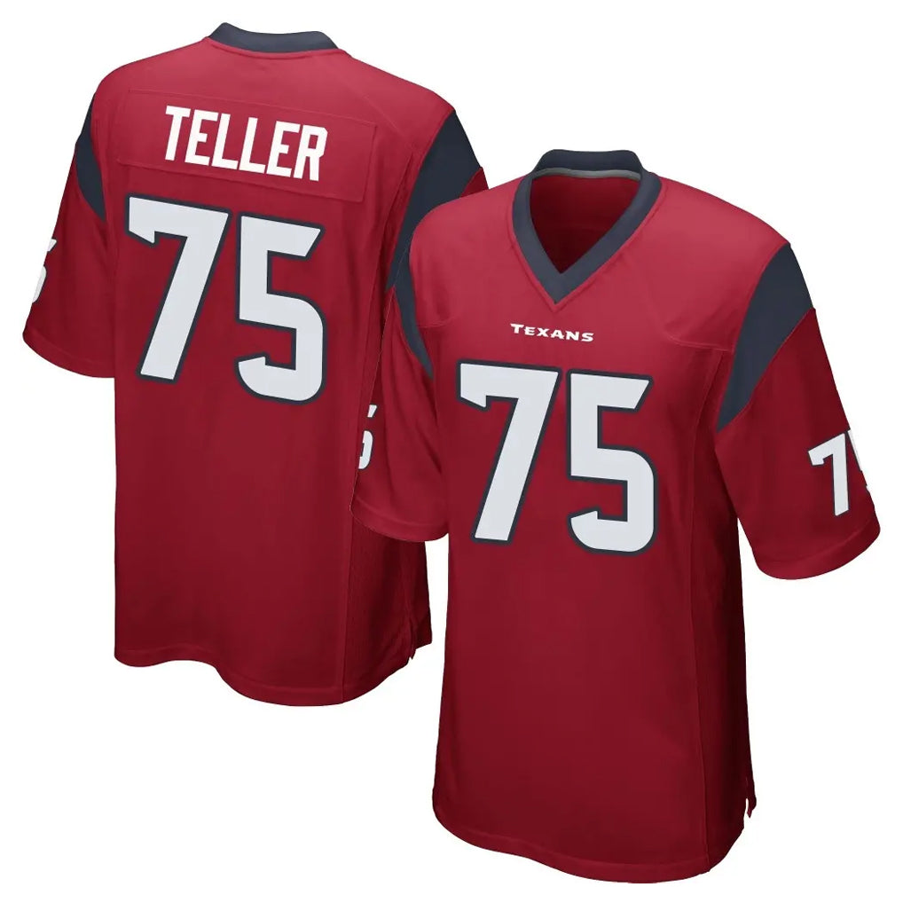 H.Texans #75 Wyatt Teller Player Red Home Game Odoa Stitched Jerseys