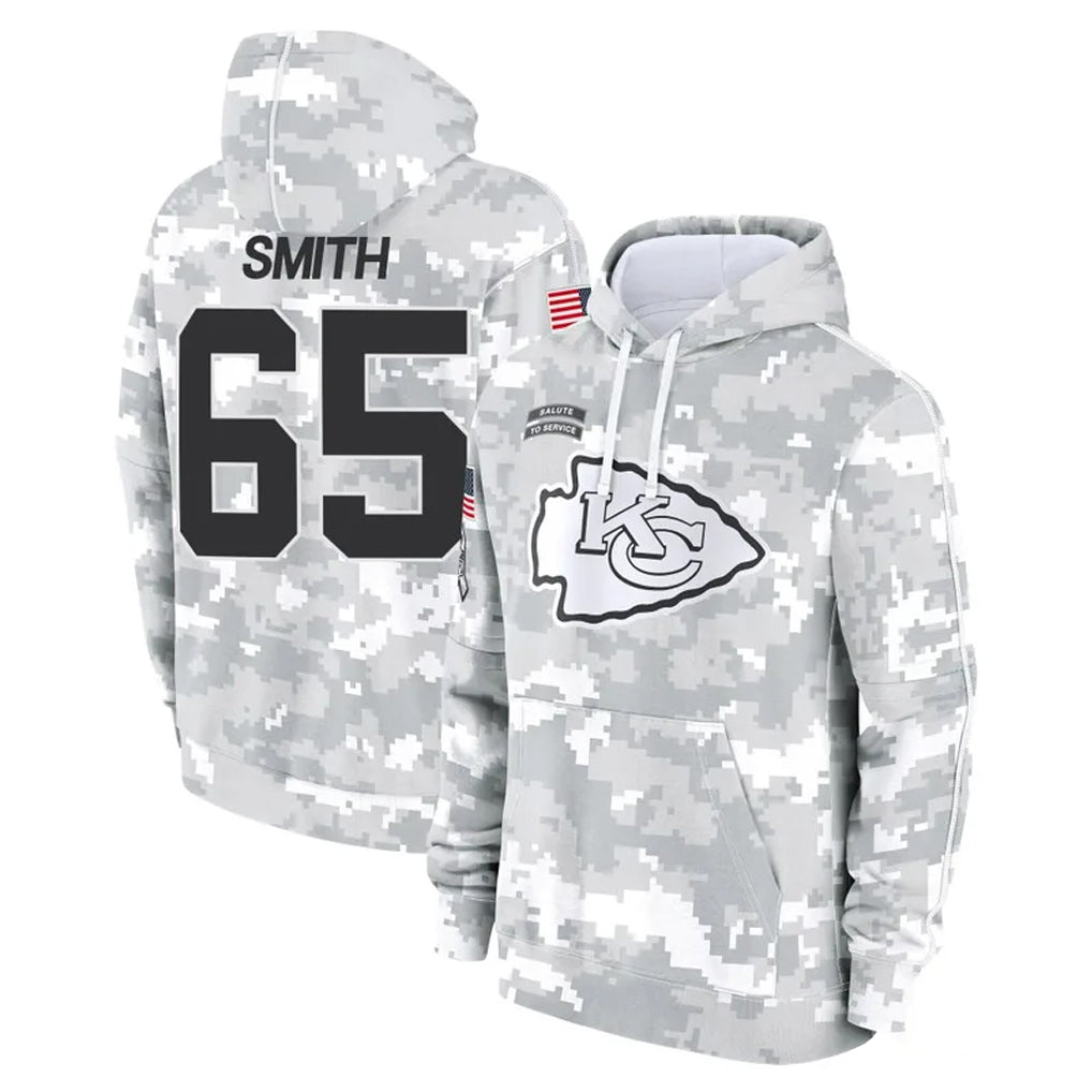 KC.Chiefs #65 Trey Smith Player Arctic Camo Salute to Service Hoodies Limited Game Odoa Stitched Jerseys