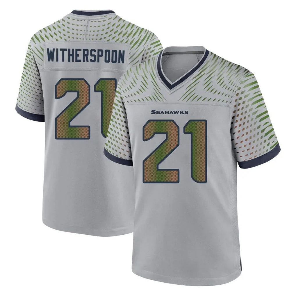 S.Seahawks #21 Devon Witherspoon Player Grey 2025 Rivalries Collection Home Game Odoa Stitched Jerseys