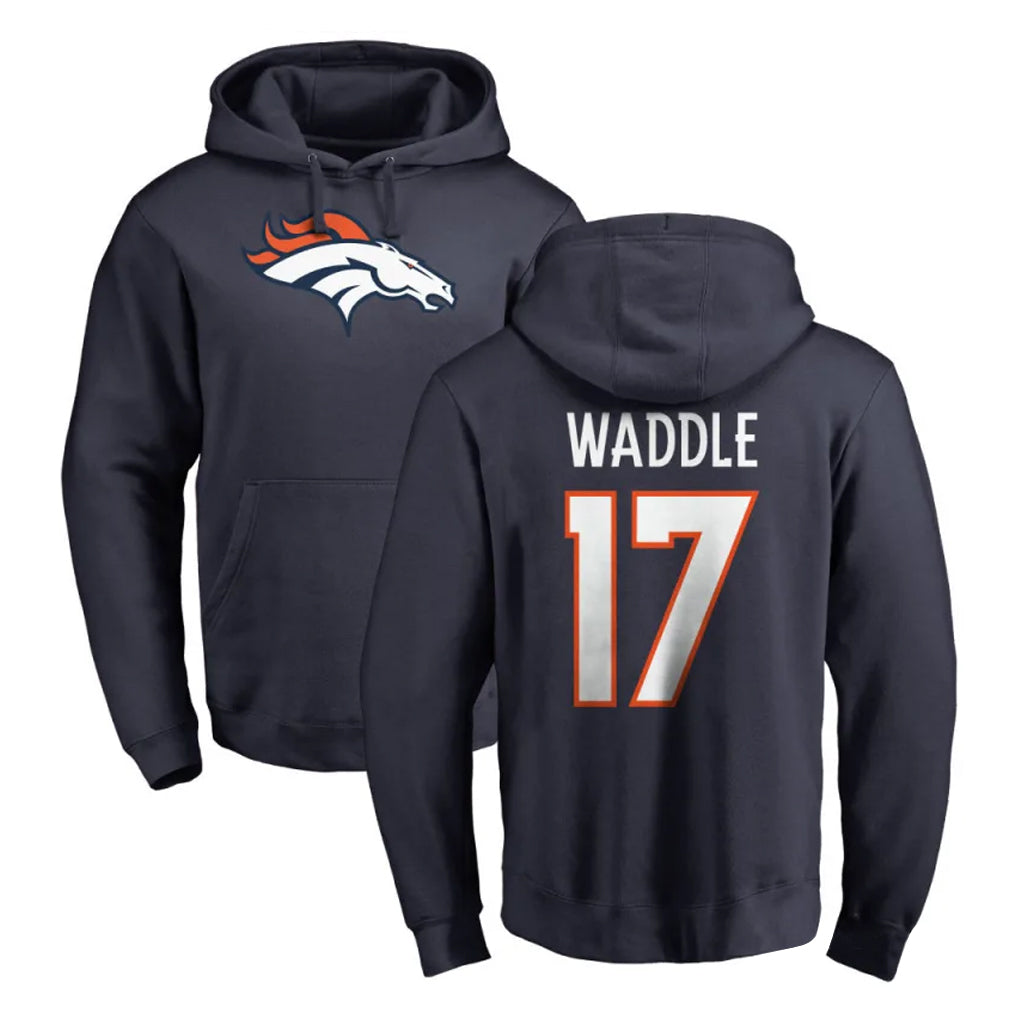 D.Broncos #17 Jaylen Waddle Player Navy Pullover Hoodie Limited Odoa Stitched Jerseys