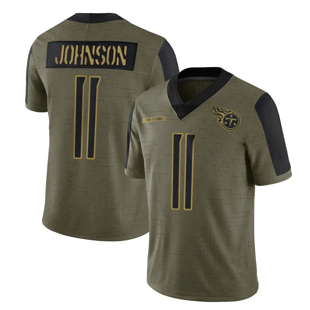 T.Titans #11 Jermaine Johnson II Player Olive Salute to Service Limited Home Game Odoa Stitched Jerseys