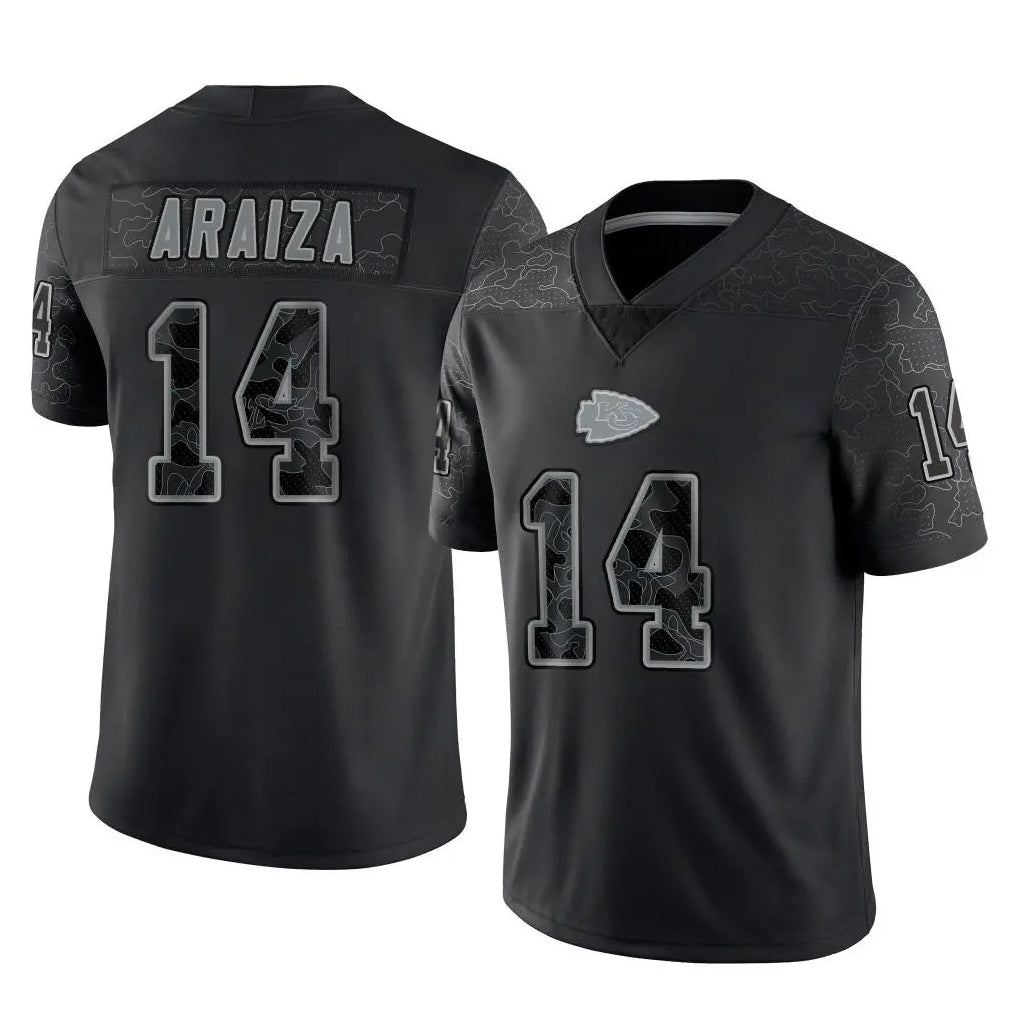 KC.Chiefs #14 Matt Araiza Player Black Limited Reflective Game Odoa Stitched Jerseys