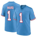 T.Titans #1 Cam Ward Player Light Blue Oilers Throwback Home Game Odoa Stitched Jerseys