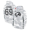 LA.Rams #69 Kevin Dotson Player Arctic Camo Salute to Service Hoodies Limited Game Odoa Stitched Jerseys