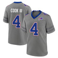 B.Bills #4 James Cook III Player Gray Nickel City Home Game Odoa Stitched Jerseys