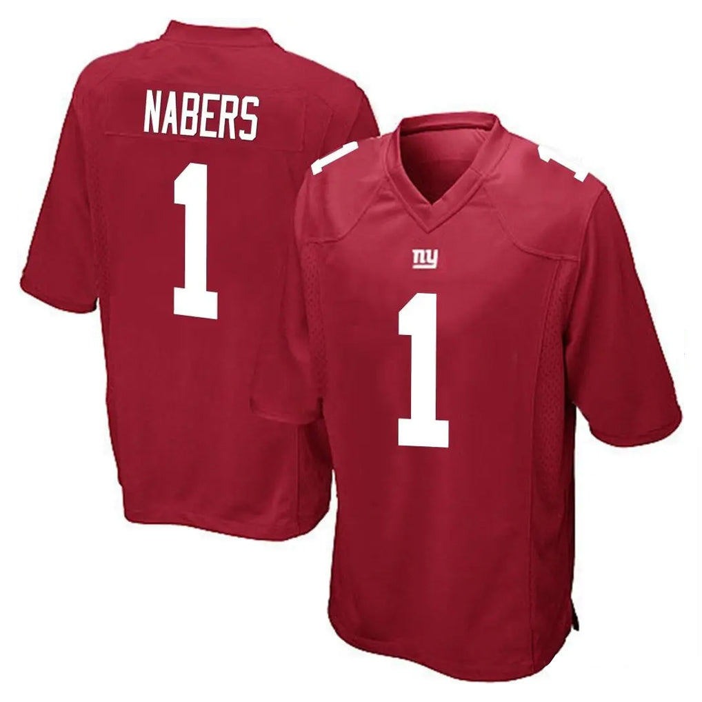 NY.Giants #1 Malik Nabers Player Red Home Game Odoa Stitched Jerseys