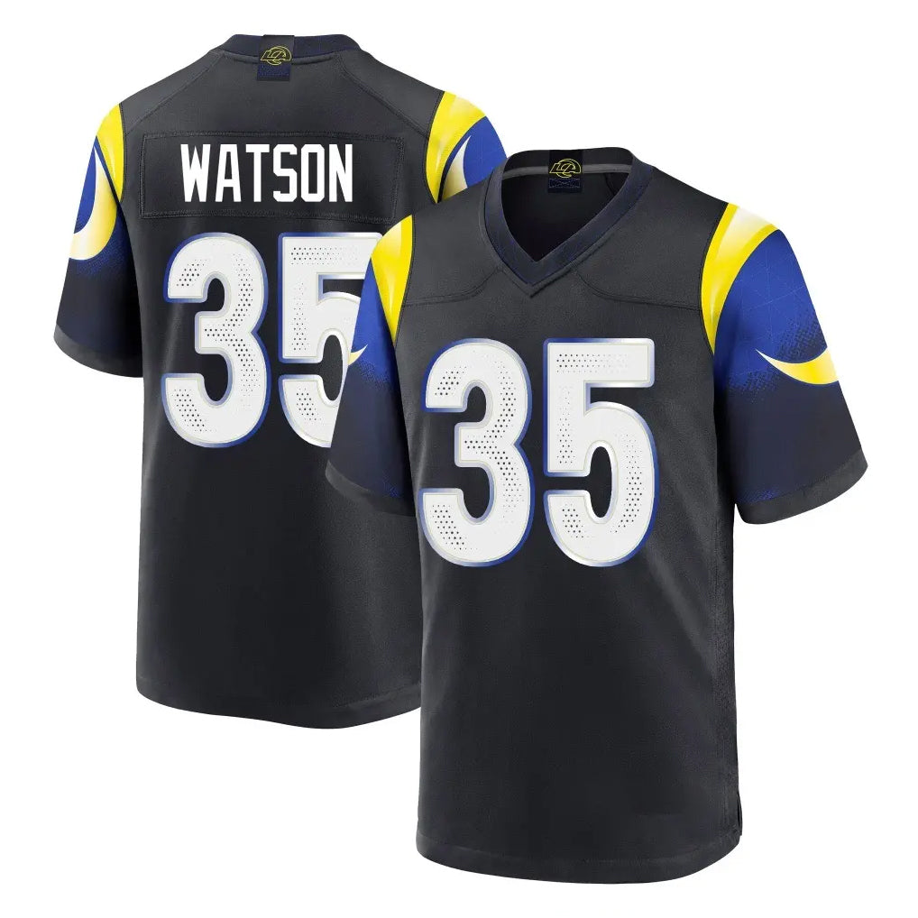 LA.Rams #35 Jaylen Watson Player Black Midnight Rivalries Collection Home Game Odoa Stitched Jerseys