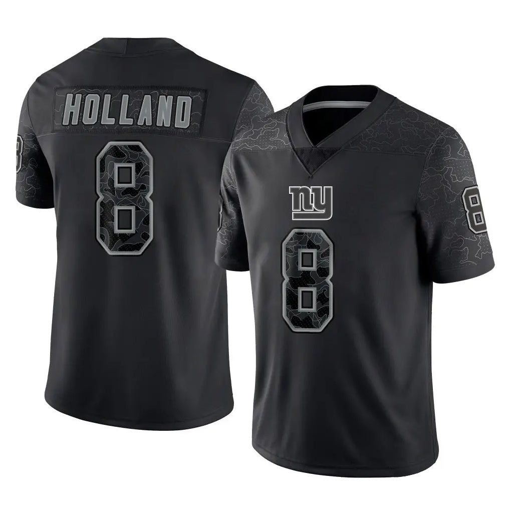 NY.Giants #8 Jevon Holland Player Black Limited Reflective Home Game Odoa Stitched Jerseys