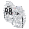 B.Ravens #98 Travis Jones Player Arctic Camo Salute to Service Pullover Hoodie Odoa Stitched Jerseys