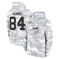 M.Vikings #84 Josh Oliver Player Arctic Camo Salute to Service Pullover Hoodies Limited Game Odoa Stitched Jerseys